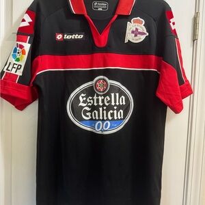 LOTTO Black & Red Sports Jersey Deportivo de La Coruña 2012/13 Away Jersey Large